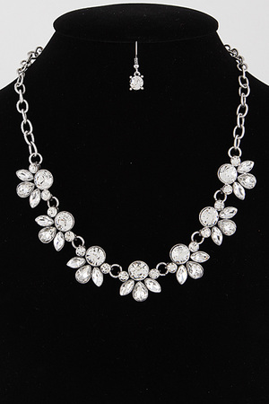 Floral Rhinestone Necklace Set 5LBA5